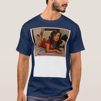 Brunette Pinup Girl in Red T Shirt