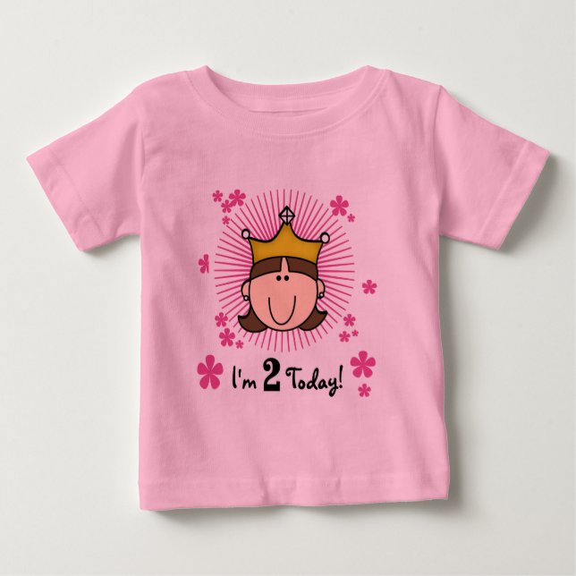 Brunette Princess 2:a födelsedagen Tshirts och pre (Framsida)