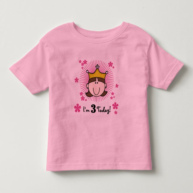 Brunette Princess 3rd Birthday Tshirts and Gifts (Framsida)