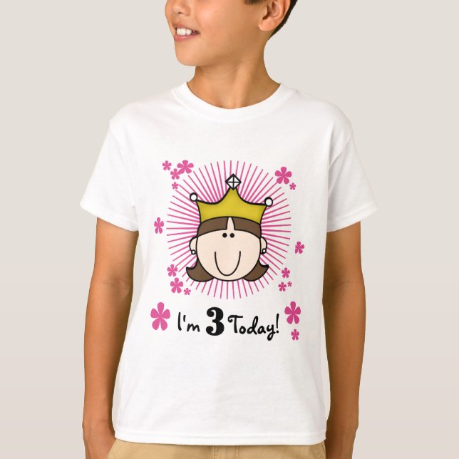 Brunette Princess 3rd Birthday Tshirts and Gifts (Framsida)