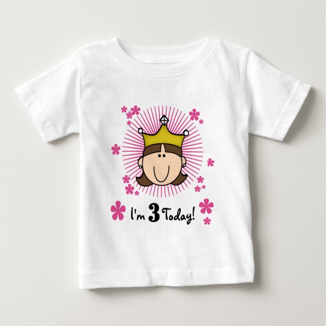 Brunette Princess 3rd Birthday Tshirts and Gifts (Framsida)