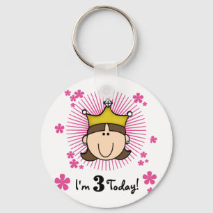 Brunette Princess 3rd Birthday Tshirts and Gifts Nyckelring