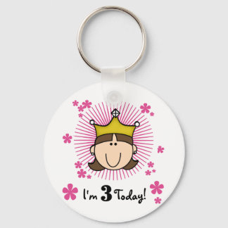 Brunette Princess 3rd Birthday Tshirts and Gifts Nyckelring