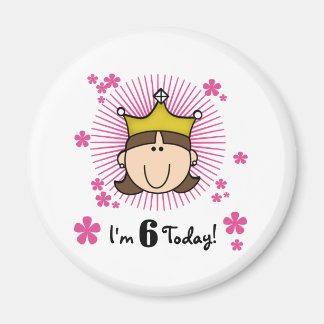 Brunette Princess 6e Birthday Magnet