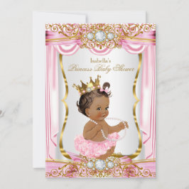 Brunette Princess Baby Shower Rosa Silke mörk Inbjudningar