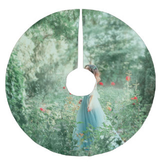 Brunette Princess: Fairy Forest Watercolor Julgransmatta Borstad Polyester