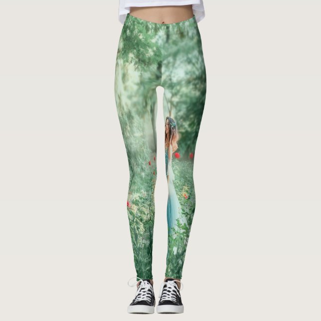 Brunette Princess: Fairy Forest Watercolor Leggings (Framsida)