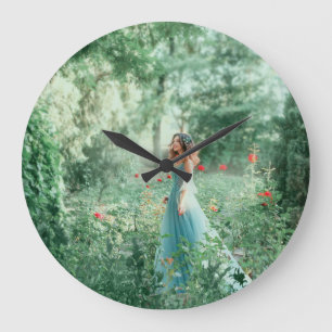 Brunette Princess: Fairy Forest Watercolor Stor Klocka
