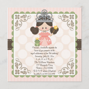 Brunette, prinsessan Birthday Photo Inbjudningskor Inbjudningar