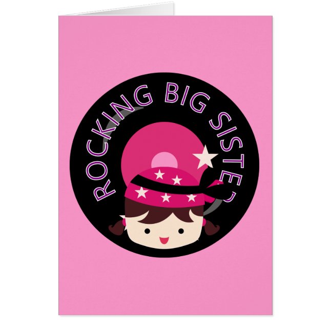 Brunette Rocking Big Sister Hälsningskort (Framsidan)