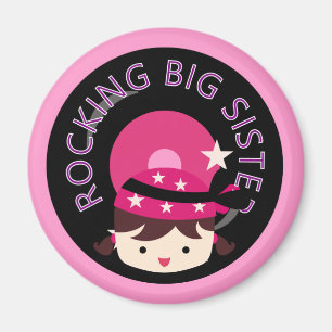 Brunette Rocking Big Sister Magnet