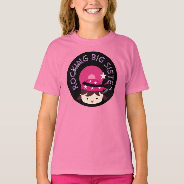Brunette Rocking Big Sister T-shirt (Framsida)