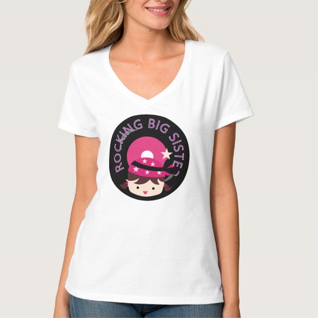 Brunette Rocking Big Sister T-shirt (Framsida)