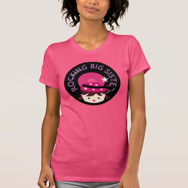 Brunette Rocking Big Sister Tee Shirt (Framsida)