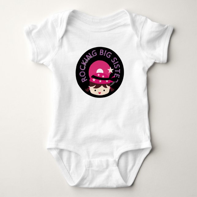 Brunette Rocking Big Sister Tee Shirt (Framsida)