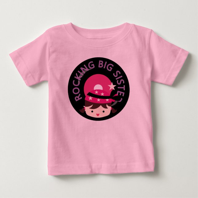 Brunette Rocking Big Sister Tee Shirt (Framsida)