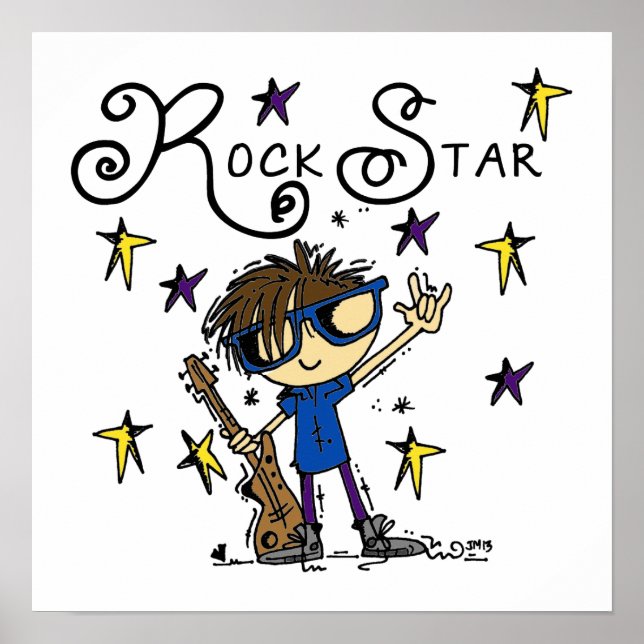 Brunette Rockstjärna Poster (Framsidan)