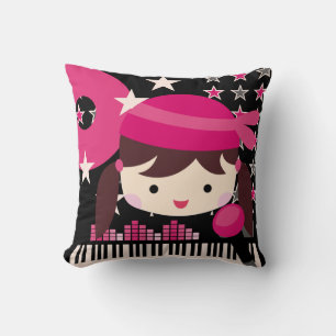 Brunette Rockstjärna Singer Pillow Kudde