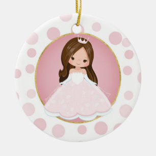Brunette Rosa Princess Julgransprydnad Keramik