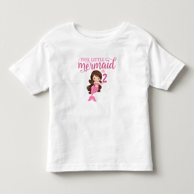 Brunette Sjöjungfru 2:a födelsedagen T-shirt (Framsida)