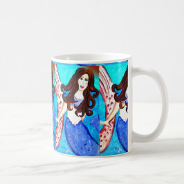 brunette sjöjungfru kaffe mugg