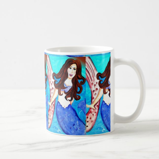 brunette sjöjungfru kaffe mugg (Höger)