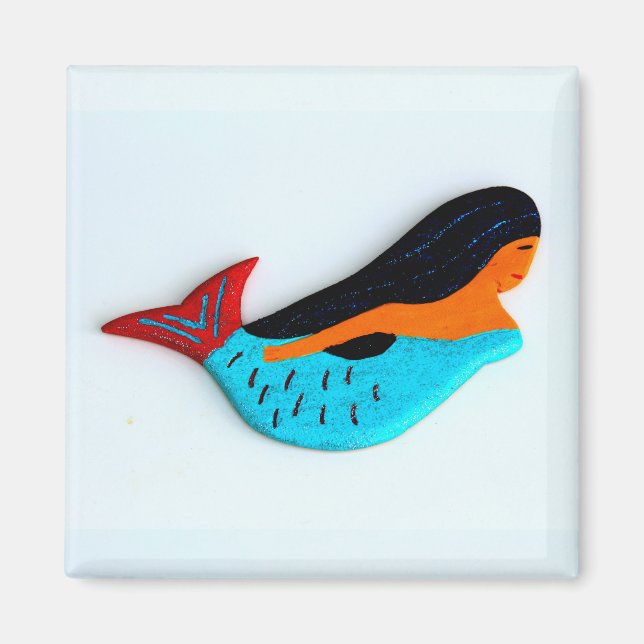 brunette sjöjungfru magnet (Framsidan)