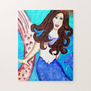 brunette sjöjungfru puzzle pussel