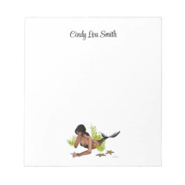 Brunette Sjöjungfru with Starfish Anteckningsblock