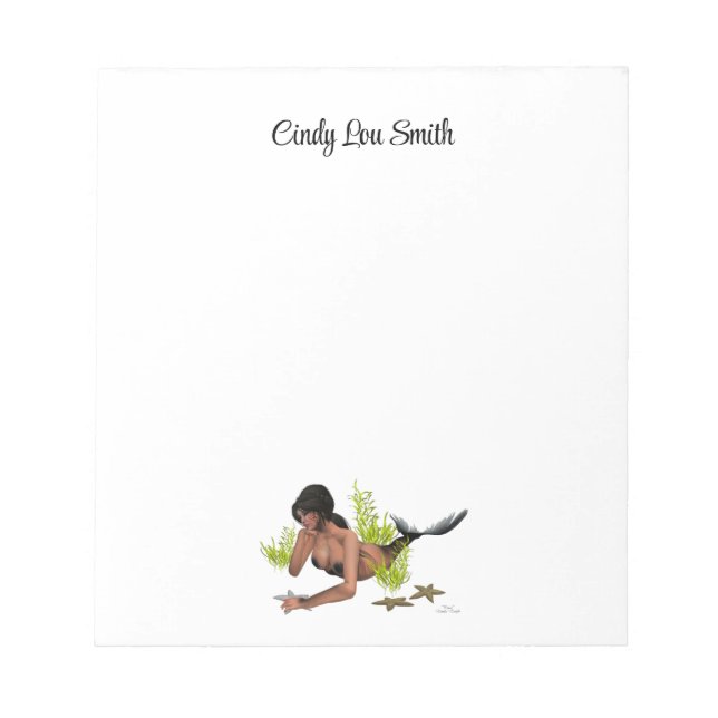 Brunette Sjöjungfru with Starfish Anteckningsblock (Framsida)