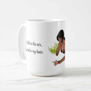 Brunette Sjöjungfru with Starfish Coffee Mugg