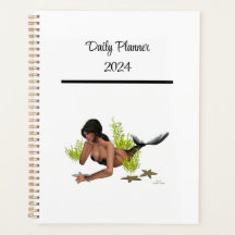 Brunette Sjöjungfru with Starfish Daily Planner