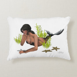 Brunette Sjöjungfru with Starfish Dekorativ kudde