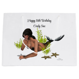 Brunette Sjöjungfru with Starfish Gift Bag