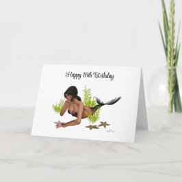 Brunette Sjöjungfru with Starfish Greeting Card Kort