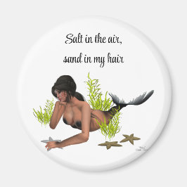 Brunette Sjöjungfru with Starfish Magnet