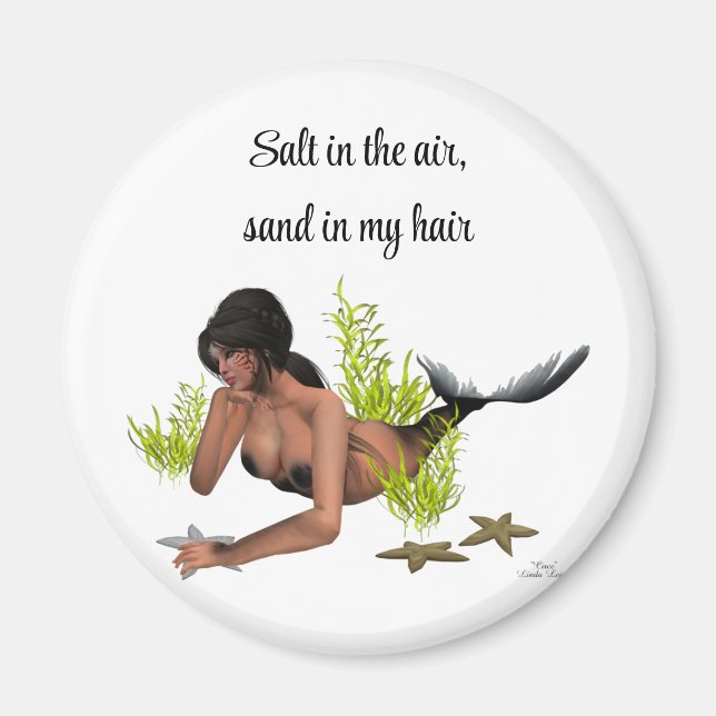 Brunette Sjöjungfru with Starfish Magnet (Framsidan)