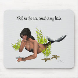 Brunette Sjöjungfru with Starfish Mousepad Musmatta