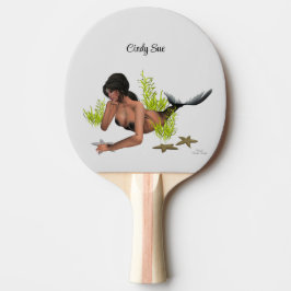 Brunette Sjöjungfru with Starfish Ping Pong Paddle Pingisracket