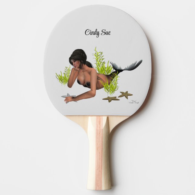 Brunette Sjöjungfru with Starfish Ping Pong Paddle Pingisracket (Framsidan)