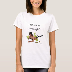 Brunette Sjöjungfru with Starfish Women's T-Shirt