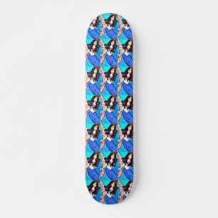 brunette sjöjungfruars blue skateboard bräda 21,5 cm