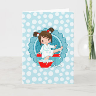 Brunette Spa Girl Bubbles Turcos Red White Kort