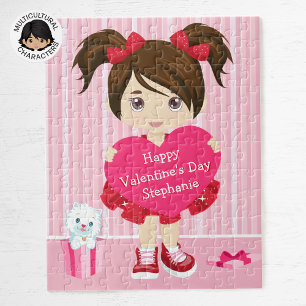Brunette Valentines flicka Pussel