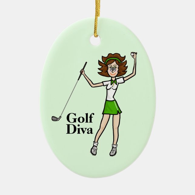 Brunette Woman Golfer Ornament (Framsidan)