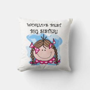 Brunette World's Best Big Sister Gifts Kudde