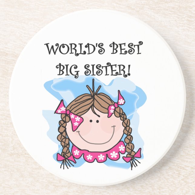 Brunette World's Best Big Sister Gifts Underlägg Sandsten (Framsidan)