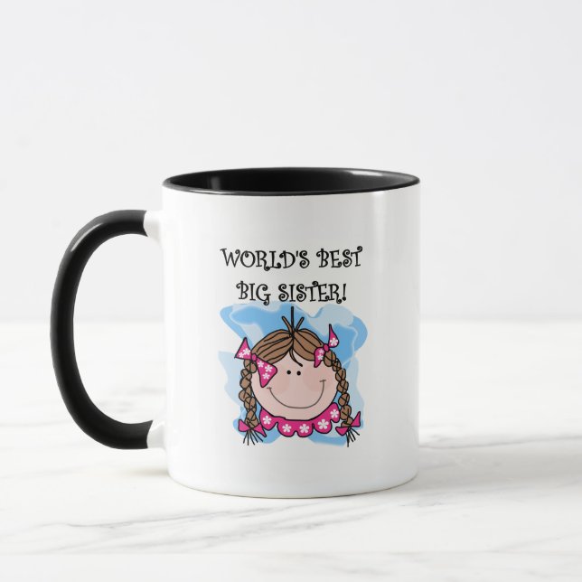 Brunette World's Best Big Sister Tshirts and Gifts Mugg (Vänster)