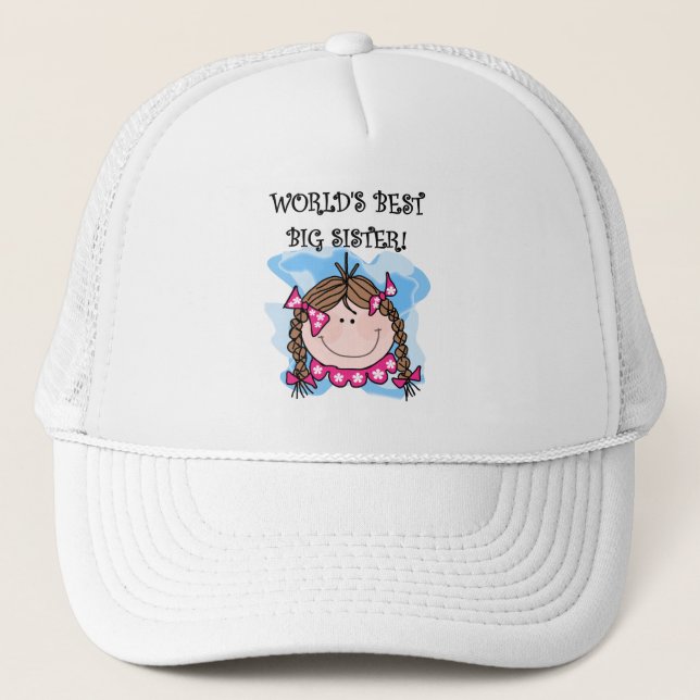 Brunette World's Best Big Sister Tshirts and Gifts Truckerkeps (Framsida)
