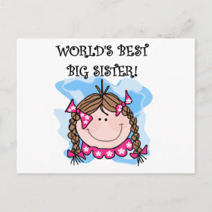 Brunette World's Best Big Sister Tshirts and Gifts Vykort